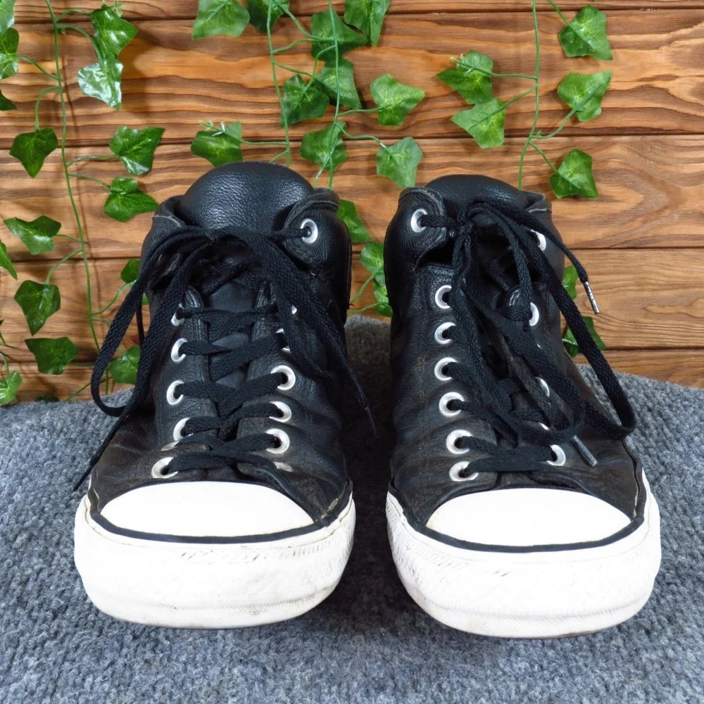 Converse High Street Mens Mid Top Sneaker Size 10.5 Lifestyle Black Leather - Picture 2 of 9